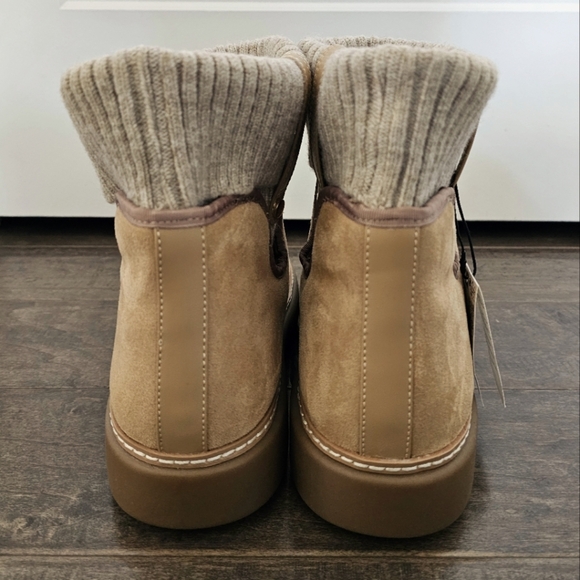 New Zara Tan Winter Booties with Knit Collar Sz 10 - Picture 3 of 9
